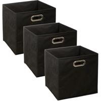 Opbergmand / kastmand - Set van 3x stuks - zwart - linnen - 29 liter - 31 x 31 x 31 cm - Opbergbox -