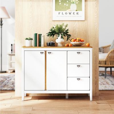 Keuken Kast met 2 Deuren & 3 Lades Houten Sideboard Buffetkast 106 x 40 x 80 cm