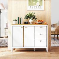 Keuken Kast met 2 Deuren & 3 Lades Houten Sideboard Buffetkast 106 x 40 x 80 cm