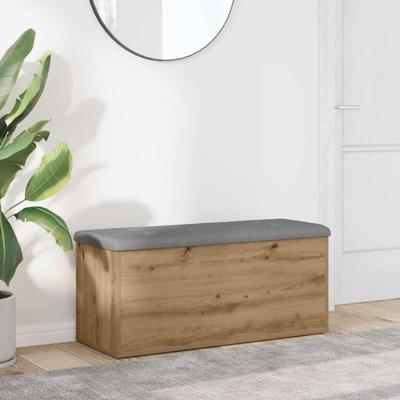 Opbergbankje 102x42x45 cm bewerkt hout artisanaal eikenkleur