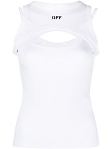 Off-White logo-print cut-out tank top - Blanc