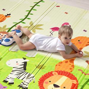 Baby Kruipmat Speelkleed Opvouwbaar Babymat Dubbelzijdig Speelkleed Groen 200 x 180 x 1,4cm