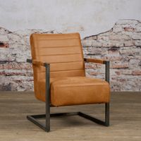 Tower Living Fauteuil 'Rocca' Leder, kleur Cognac