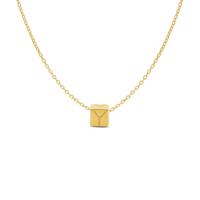 Minimalistische letter ketting cube - 14K GOUD - Goud - Y