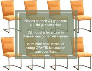 Set van 8 Lichtblauwe leren Retro - poot rond rvs - Toledo Leer Sky Blue (lichtblauw leer)