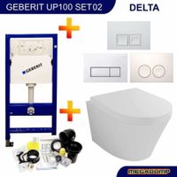 UP100 Toiletset 02 Vesta Met Delta Drukplaat Aqua Splash - thumbnail