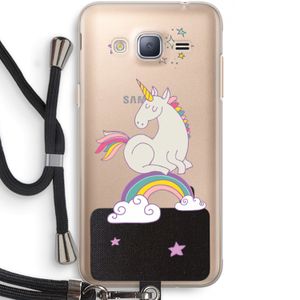 Regenboog eenhoorn: Samsung Galaxy J3 (2016) Transparant Hoesje met koord