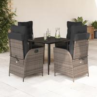 5-delige Tuinset met kussens poly rattan grijs