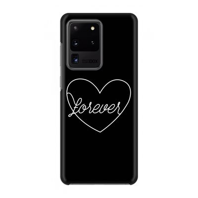 Forever heart black: Volledig geprint Samsung Galaxy S20 Ultra Hoesje
