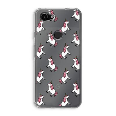 Eenhoorns overal: Google Pixel 3a Transparant Hoesje