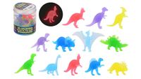 Glow in the dark gekleurde dino s in koker
