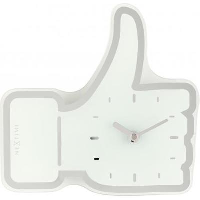 NeXtime klok 5185wi mini thumbs up, 20.5x21 cm, wall, white/ silver