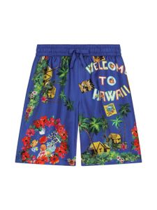 Dolce & Gabbana Kids short à imprimé graphique - Bleu