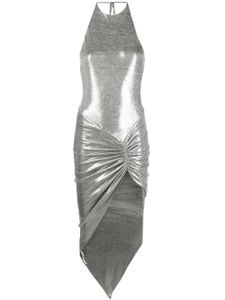 Alexandre Vauthier robe asymétrique drapée à effet métallisé - Argent