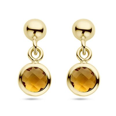 Oorhangers Briolette geelgoud-citrien geel 4,5 x 11 mm