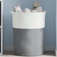 VidaXL Opbergmand ø 49x65 cm katoen grijs en wit