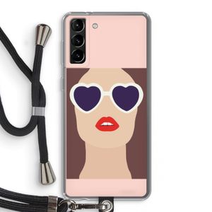 Red lips: Samsung Galaxy S21 Plus Transparant Hoesje met koord