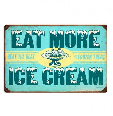Eat More Ice Cream Zwaar Metalen Bord 60 x 40 cm