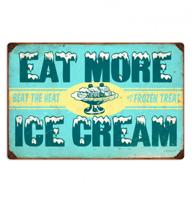 Eat More Ice Cream Zwaar Metalen Bord 60 x 40 cm