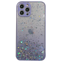 iPhone 13 hoesje - Backcover - Camerabescherming - Glitter - TPU - Paars - thumbnail