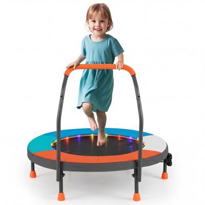 Minitrampoline van 90 cm voor Kinderen met Lampjes Kleine Opvouwbare Trampoline voor Binnen en Buiten met Schuimrubberen Handgreep-Model 1
