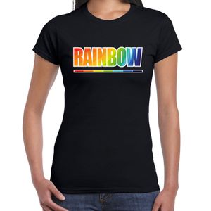 Rainbow tekst regenboog / LHBT t-shirt zwart voor dames