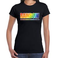 Rainbow tekst regenboog / LHBT t-shirt zwart voor dames