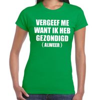 Vergeef me tekst t-shirt groen dames - thumbnail