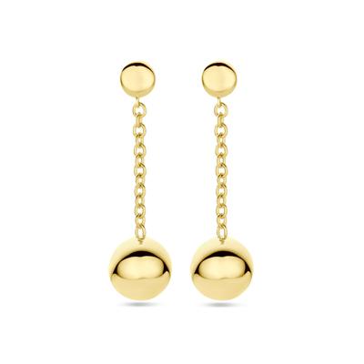 Elegante 14k Geelgouden Oorhangers met Speelse Bolletjes - 29mm Hoog