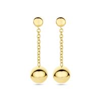 Elegante 14k Geelgouden Oorhangers met Speelse Bolletjes - 29mm Hoog