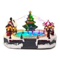 Kerstdorp kerst tafereel - schaatsbaan - met led verlichting - 57 cm - schaatsende kinderen