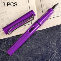 3 PC's School Office Extra fijn Titanium legering Nib transparante zuiger fontein Pen(Purple) willekeurige levering (0.5mm/0.38mm Nib)
