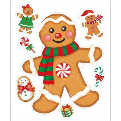 Kerst raamstickers peperkoek mannetje - vel van 34 x 28 cm - raamdecoratie