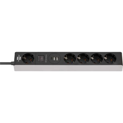 Brennenstuhl 1159780615 Premium-Line Stekkerdoos 5 sockets | Aan/uit Schakelaar | 2x USB-A | 1x USB-C | Zwart | 1,5 meter