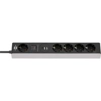 Brennenstuhl 1159780615 Premium-Line Stekkerdoos 5 sockets | Aan/uit Schakelaar | 2x USB-A | 1x USB-C | Zwart | 1,5 meter