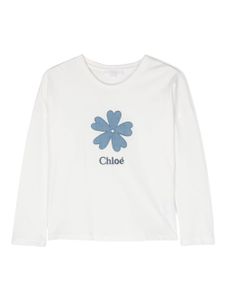 Chloé Kids t-shirt en coton biologique à logo imprimé - Blanc