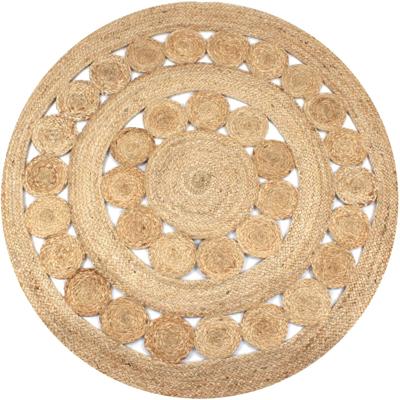 VidaXL Tapijt met ontwerp rond 150 cm gevlochten jute