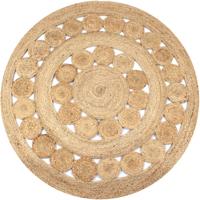 VidaXL Tapijt met ontwerp rond 150 cm gevlochten jute VidaXL Tapijt met ontwerp rond 150 cm gevlochten jute