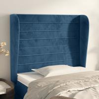 Hoofdbord met randen 83x23x118/128 cm fluweel donkerblauw