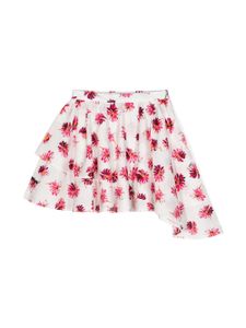 MSGM Kids jupe drapée à fleurs - Blanc