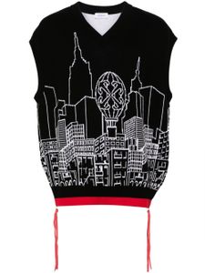 Off-White intarsia-knit sleeveless jumper - Noir