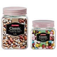 Forte Plastics - Pakket van 12x kunststof keuken voorraadpotten/weckpotten oud roze Forte Plastics - Pakket van 12x kunststof keuken voorraadpotten/weckpotten oud roze