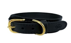 SAZZZ HALSBAND HOND PIONEER CLASSIC LEER ZWART 42-50X3,5CM