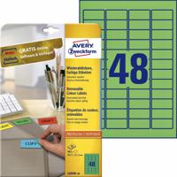 Etiket avery l6040-20 45.7x21.2mm groen 960stuks