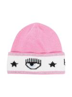 Chiara Ferragni Kids bonnet en maille à motif Eyelike - Rose