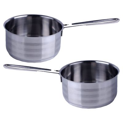 Steelpan/sauspan - 2x - RVS - D14 cm - 1L - Alle Warmtebronnen