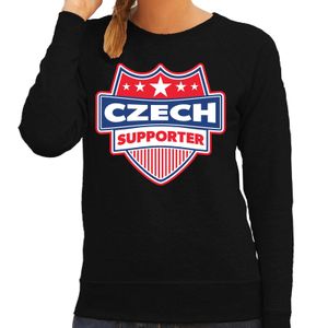 Tsjechie / Czech schild supporter sweater zwart voor dames