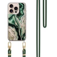iPhone 16 Pro Max hoesje met groen koord - Green waves