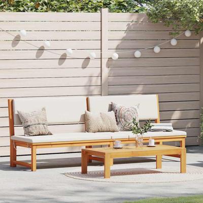 Ligstoel met kussen Bruin 200 x 57 x 75cm Massief acaciahout