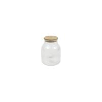 Voorraadpot lines glas/bamboe H16cm